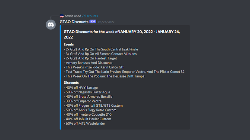 Preview of the gtao-discounts-bot project